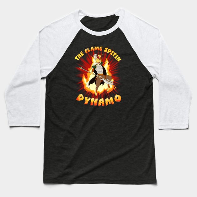 The Flame Spitin Dynamo Baseball T-Shirt by AoD